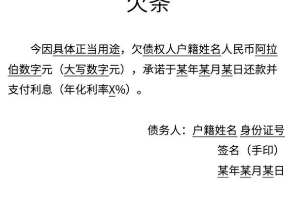 贷款欠条怎么写