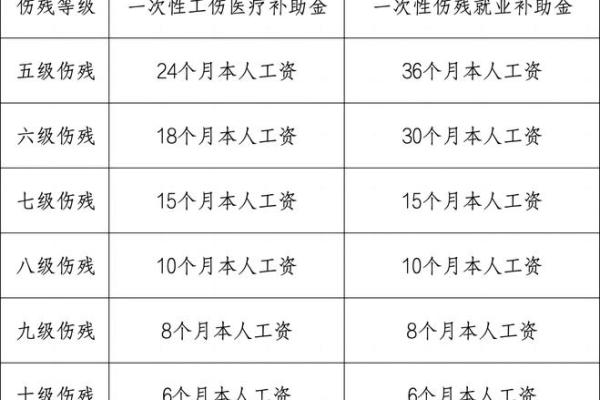 保险伤残一到十级标准