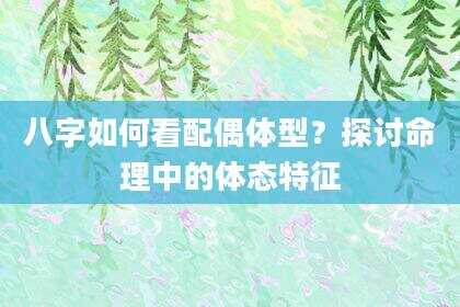 八字如何看配偶体型？探讨命理中的体态特征
