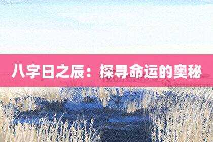 八字日之辰：探寻命运的奥秘