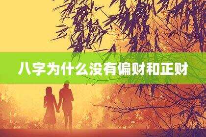 八字为什么没有偏财和正财
