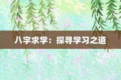 八字求学：探寻学习之道