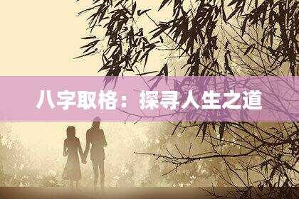 八字取格：探寻人生之道