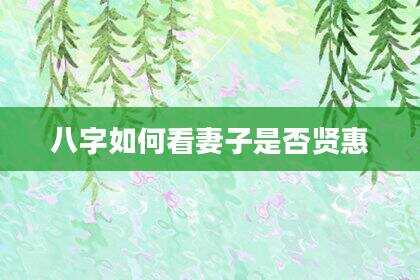 八字如何看妻子是否贤惠