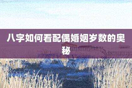 八字如何看配偶婚姻岁数的奥秘