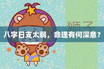 八字日支太弱，命理有何深意？