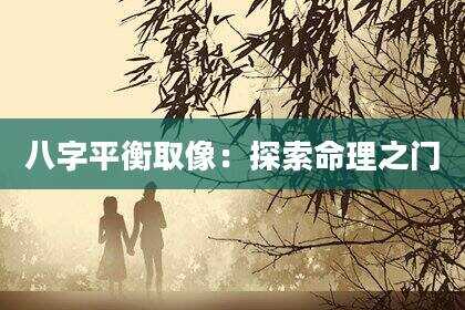 八字平衡取像：探索命理之门