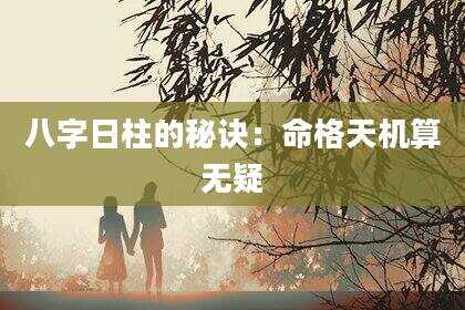 八字日柱的秘诀：命格天机算无疑