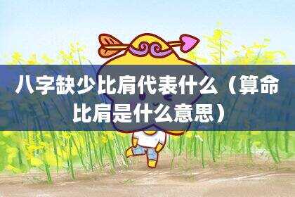 八字缺少比肩代表什么（算命比肩是什么意思）