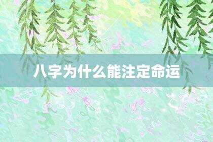 八字为什么能注定命运