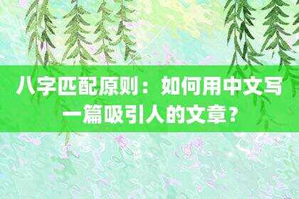 八字匹配原则：如何用中文写一篇吸引人的文章？
