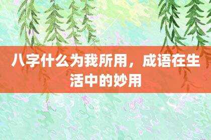 八字什么为我所用，成语在生活中的妙用