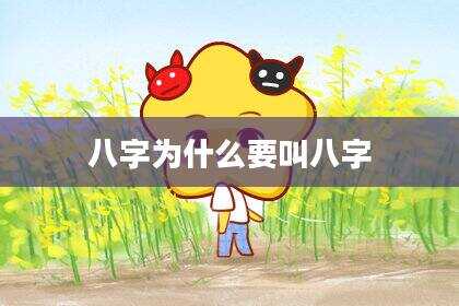 八字为什么要叫八字