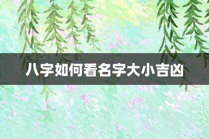 八字如何看名字大小吉凶