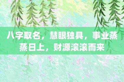 八字取名，慧眼独具，事业蒸蒸日上，财源滚滚而来