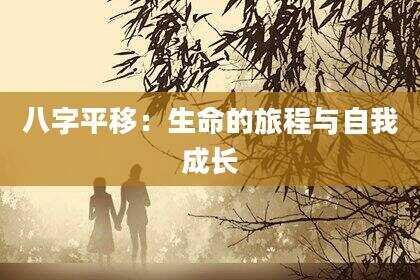 八字平移：生命的旅程与自我成长