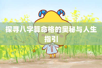 探寻八字算命格的奥秘与人生指引