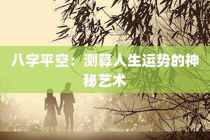 八字平空：测算人生运势的神秘艺术