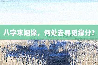 八字求姻缘，何处去寻觅缘分？