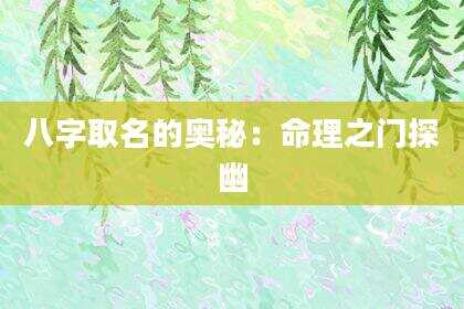 八字取名的奥秘：命理之门探幽