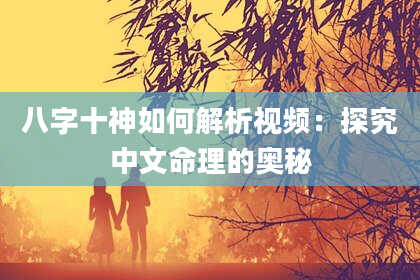 八字十神如何解析视频：探究中文命理的奥秘