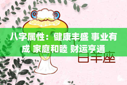 八字属性：健康丰盛 事业有成 家庭和睦 财运亨通