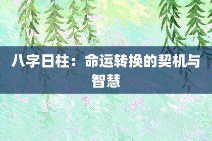 八字日柱：命运转换的契机与智慧